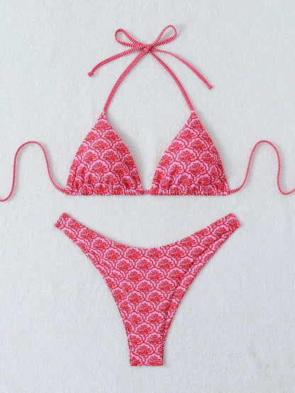 Retro Floral Bikini - High Waisted Lace Up Swimsuit | Summer Beachwear