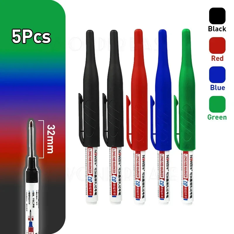 Waterproof Multi-Purpose 32mm Deep Hole Marker Pens - 1-8 Pcs in 4 Colors for Wood Tile Metal  Bathroom Use