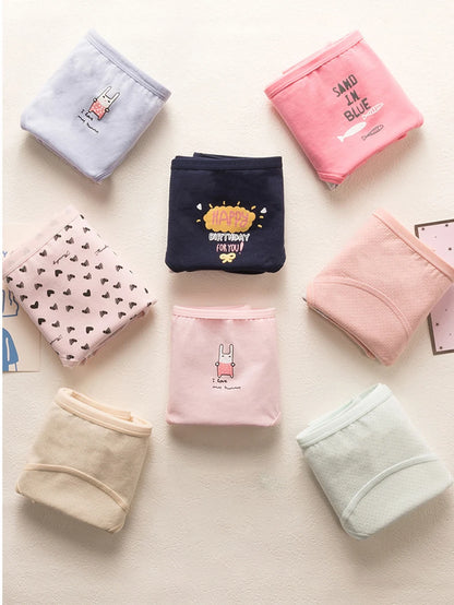 3PCS Cute Cartoon Period Underwear for Girls  Leakproof Teen Menstrual Panties 4-Layer Absorbent Reusable Washable Underwear