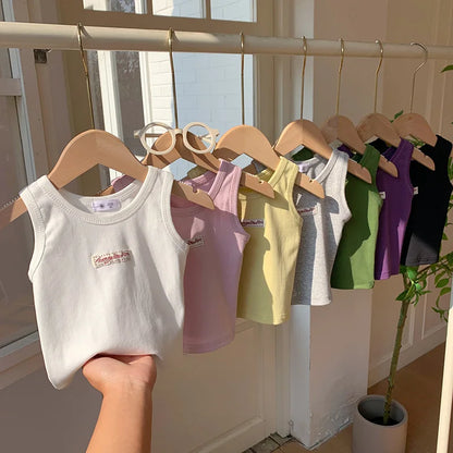 Kids Summer Clothes Sleeveless T-shirt Fashion Children T-shirt For Girls Boys Cotton Vest Tops