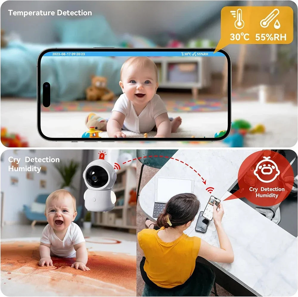WiFi Baby Monitor - 2K 3MP Dual Camera Split Screen with PTZ & Auto Night Vision