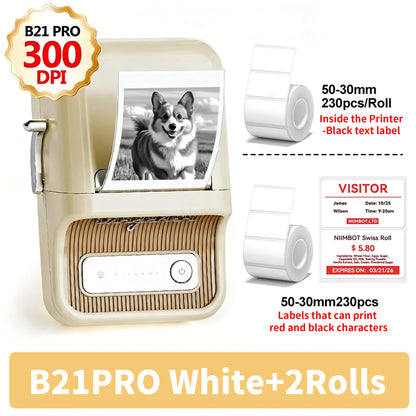 Niimbot B21 Pro 300DPI Portable Printer Thermal Label Bluetooth Sticker Maker For Business Home, Print Barcode Photo Note Label