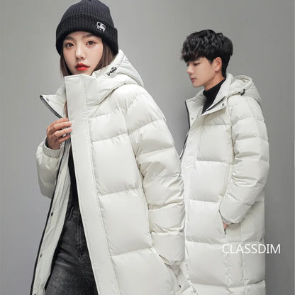 New Winter Long Puffer Jackets for Men and Women Hooded Casual Duck Down Coats Quality Couples Outdoor Windproof Warm Jackets 5X