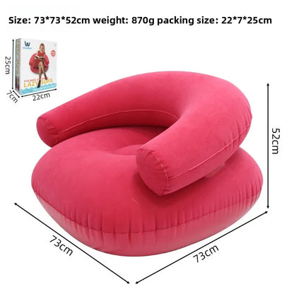 Inflatable Lazy Sofa U-shaped Flocking with Armrests, Backrest Seat Outdoor Pvc Indoor Portable Single Inflatable Sofa