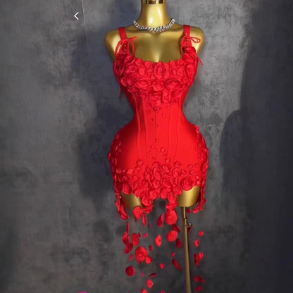 2026 New Bandage Women's Sexy Tube Top Sleeveless Flower Waist Elegant Temperament Bandage Dress