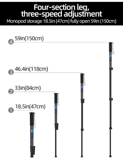 BEXIN Lightweight Monopod Aluminium DSLR Camera Tripod Camera Mount Adapter Support Monopod For Nikon Sony Camera
