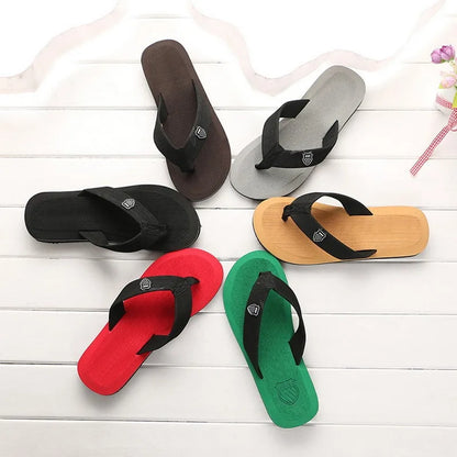 2025 Summer New Men's Flip Flops Indoor Outdoor Beach Sandals Thick Soft Sole Bathroom Slides Shoes Man Non-slip Home Slippers