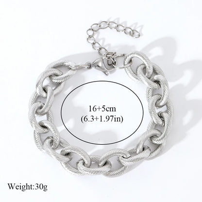EILIECK 316L Stainless Steel Silver Color Thick Link Chain Necklace Bracelet Set For Women Men New Trendy Metal Jewelry Bijoux
