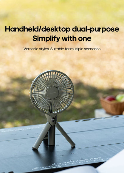 New Foldable Tripod Handheld Fan 3000mAh 4-Speed Rechargeable Fan LED Digital Display Portable Fan for Outdoor Travel Camping