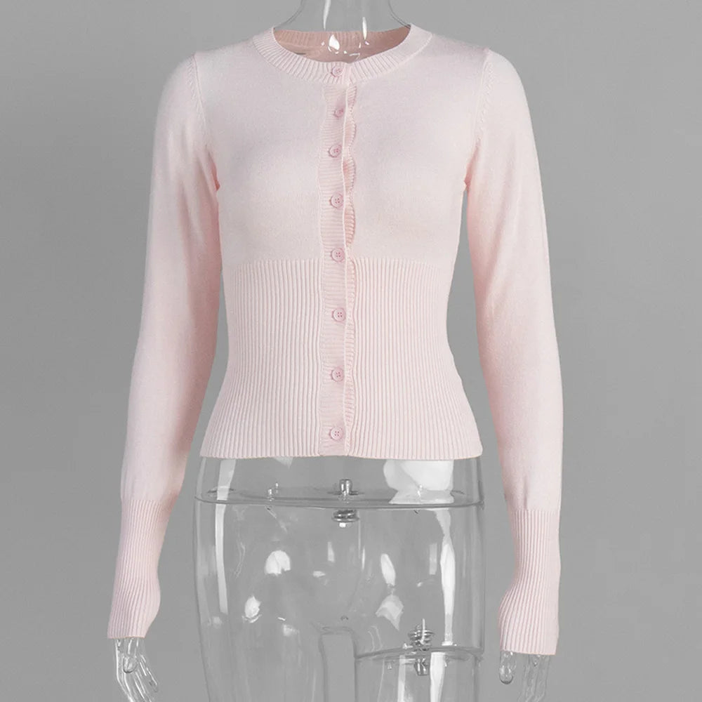 Tuularose Autumn Fashion Knitwear Cardigan Top Female Ribbed Patchwork Slim Casual Cropped Inner Top Women Knit Cardigan Outwear