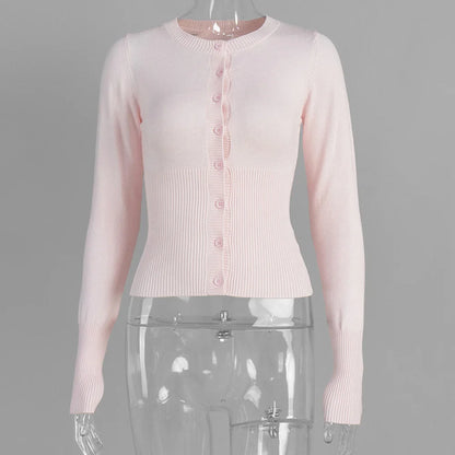 Tuularose Autumn Fashion Knitwear Cardigan Top Female Ribbed Patchwork Slim Casual Cropped Inner Top Women Knit Cardigan Outwear