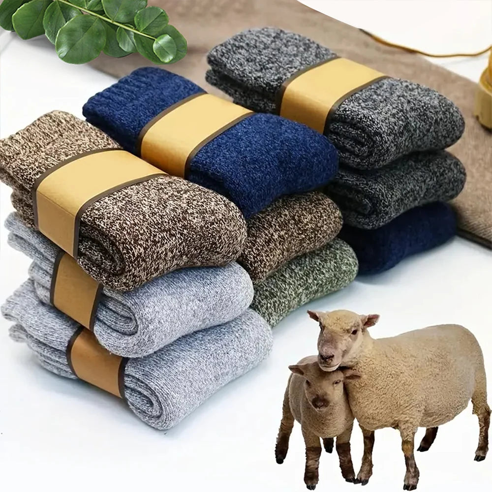 Mens Solid Color Winter Socks - Soft Comfortable Casual 3515 Pairs - ZOOMNSTORE