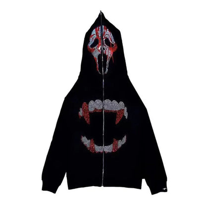 Trendy Instagram Autumn/Winter New Dark Retro Printed Plush Sweater for Men and Women Students Loose Hooded Coat
