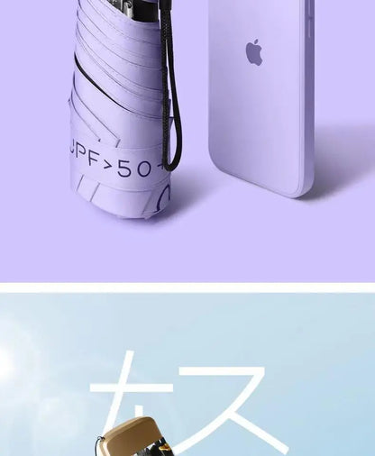 55% Off Mini Sun Umbrella Small Pocket Rain Umbrella Vinyl Folding UV Ultraviolet Protection Sun Shade Pocket Parasol Capsule