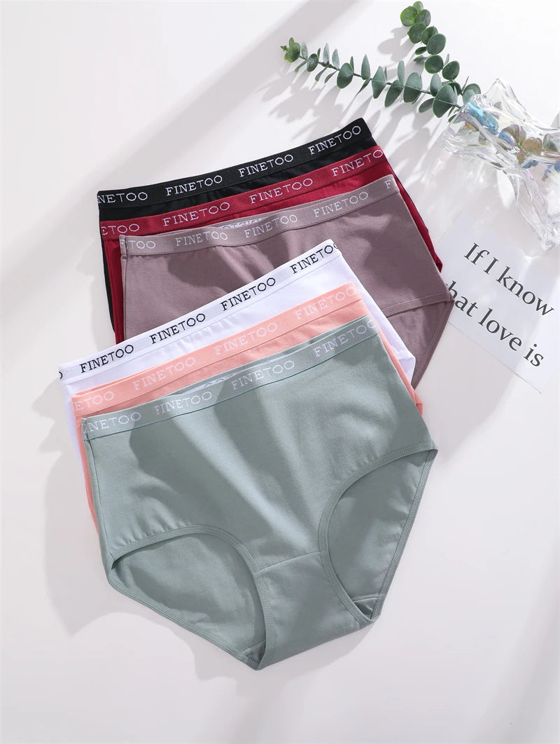FINETOO 5PCS/Set Cotton High Waist Panties Women's Seamless Breathable Underwear Sexy Stretchy Comfort Briefs Lingerie S-XXL