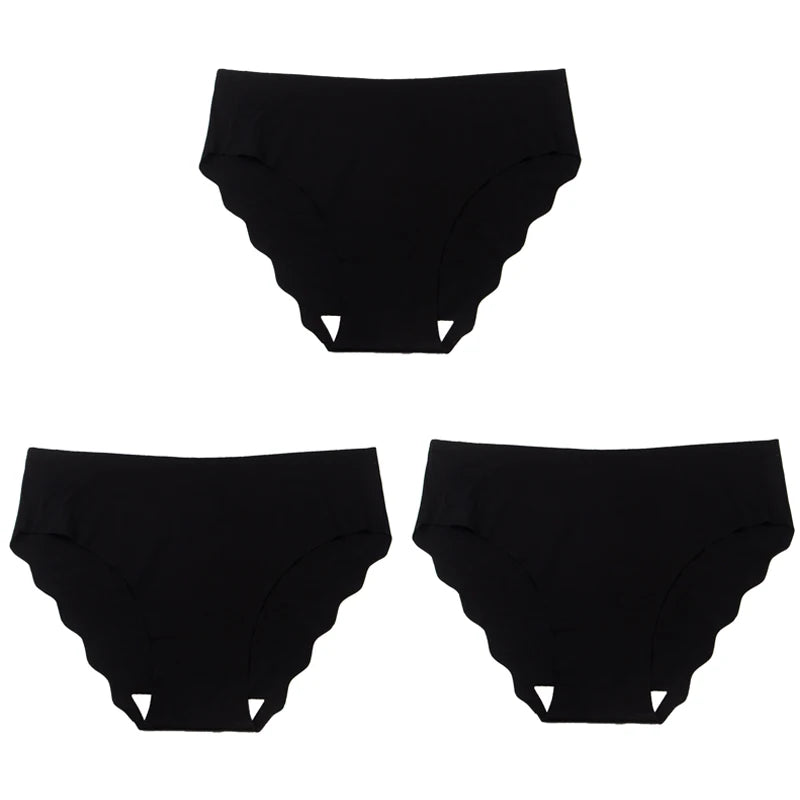 3pcs Women's Seamless Ice Silk Panties Female Mid Waist Plus Size Leopard Print Underwear Girls Fashion Brief Lady Comfort Panty