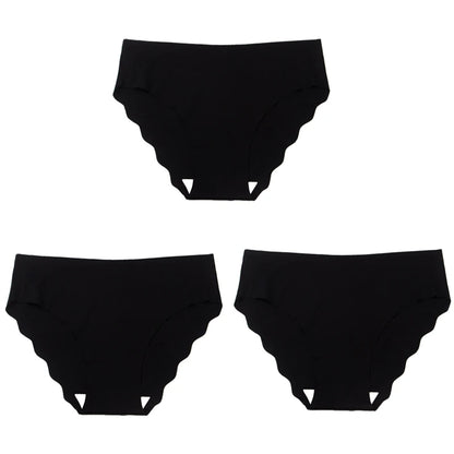 3pcs Women's Seamless Ice Silk Panties Female Mid Waist Plus Size Leopard Print Underwear Girls Fashion Brief Lady Comfort Panty