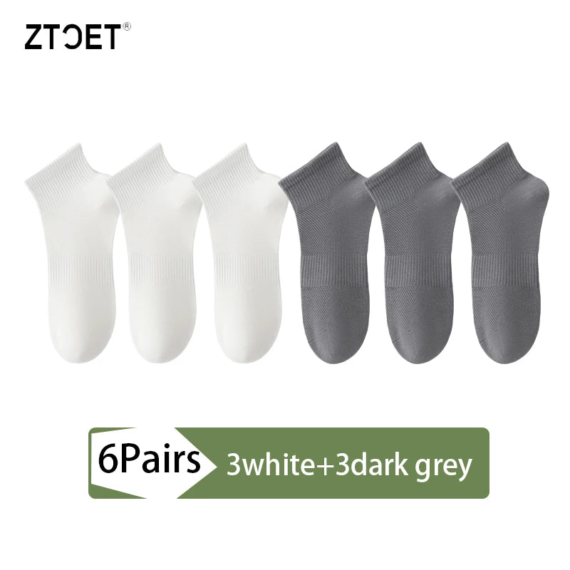 High Quality 6Pairs Men Socks Short Combed Cotton Mesh Breathable Odor proof and antibacterial Spring Summer for Male sock New