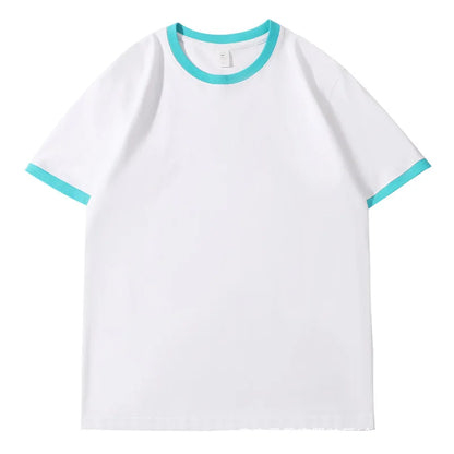 210G Heavy Cotton Men's T-shirt Edge-bumping O-Neck Short-sleeved Man T shirt Contrasting Color Splicing Men T-shirt Tops Tees