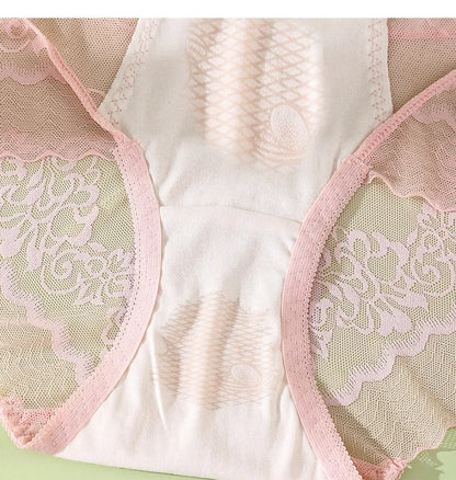 Plus size Luxury High Waist Panties Women Summer Sexy Hollow Underwear Cotton crotch Breathable Briefs Lingerie Lace Underpants