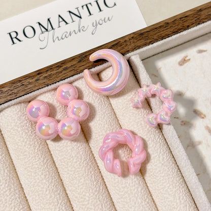 4PCS Women Threadless Ear Cuffs Set Fashion Europe US Transparent Colorful Dopamine Irregular C Shape Clip On Earrings Jewelry