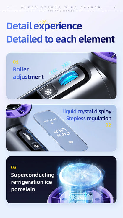 Portable Handheld Turbo Fan 100 Wind Speeds Adjustable Mini Personal Fan Battery Operated Electric Eyelash Fan