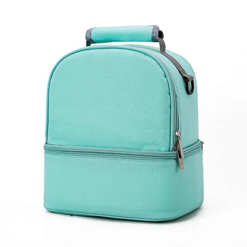 Fashion Insulation Double Layer Pack Solid Color Large Capacity Mommy Bag Travel Picnic Portable Food Handbag Baby Bags