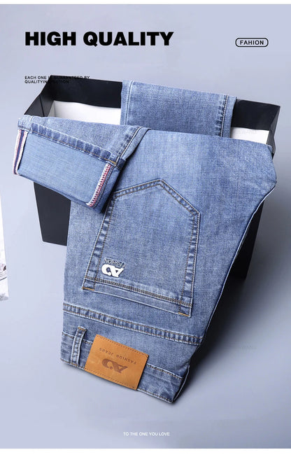 Light Blue Slim Fit Jeans - Stylish Casual Stretch Denim Pants - ZOOMNSTORE