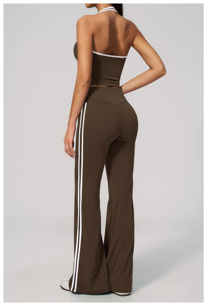 2 Pieces Workout Suit Women Yoga Outfits Athletic Wear Shockproof Halter Sports Bra High Waist Butt Lift Yoga Pants Fitness Suit