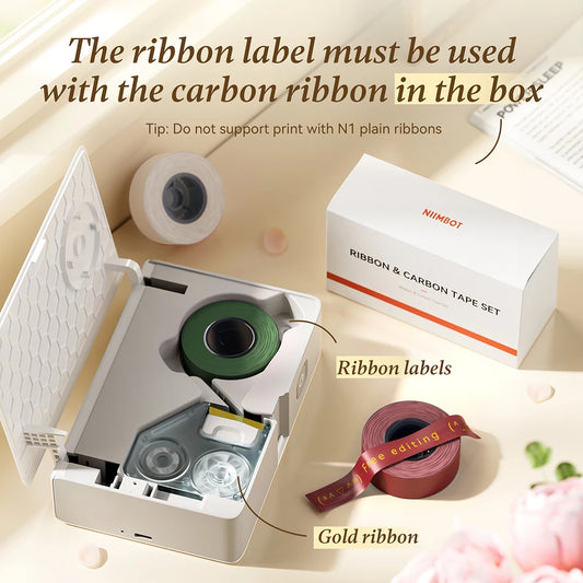 Niimbot Mini Satin Ribbon Tape Printer DIY Arts Crafts Gift Wrapping Color Ribbon Label Machine for Party Decorations