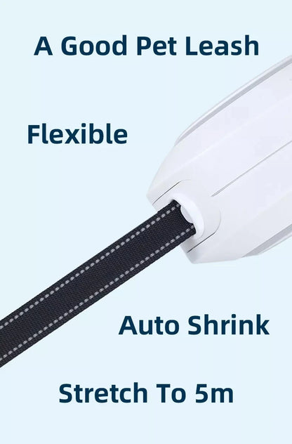 LED Light Dog Leash Auto Scaling Dog Walking Pet Accessories USB Charge Night Walking 5m