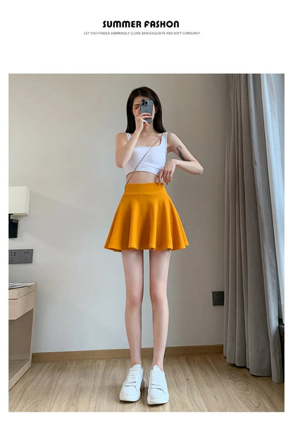 Summer Women's Skirts Fashion Sexy Mini Elastic Pleated Sun Skirts For School Girl Uniform Korean Black High Waist Tennis Skirts