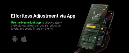 MAONO T1 Mini Wireless Lavalier Microphone for Phone AI Noise Cancelling Auto Clipping App Control Mic for Audio Video Recording
