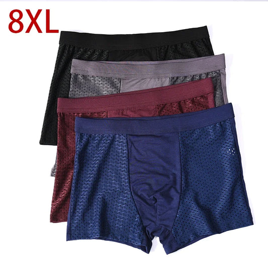 Plus Size 8XL Bamboo Boxer Shorts for Men 4-Pack - Breathable Moisture Wicking Anti Chafing Underwear, Solid Color Comfortable T
