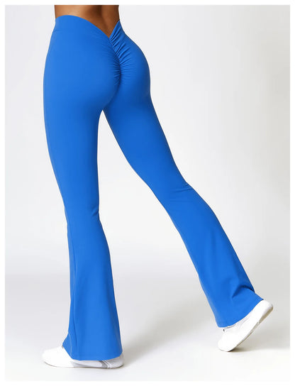 New Yoga Pants Flare Leggings Women High Waist Wide Leg Pants Women Gym Fitness Sports Flared Pant Dance Trousers V-shaped Hip
