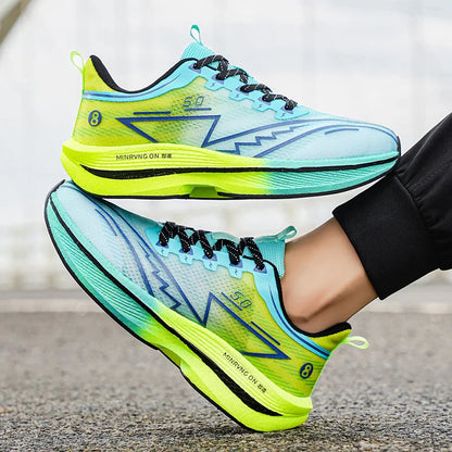 Marathon Men Sports Running Shoes Carbon Board Air Cushion Breathable Lightweight Women's Comfortable Athletic Nonskid Sneakers