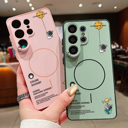 Little Astronaut Magnetic Phone Case For Samsung Galaxy S25 S26 Ultra Edge S24 S23 FE A57 A17 A56 A37 A16 A55 A36 A55 Hard Cover