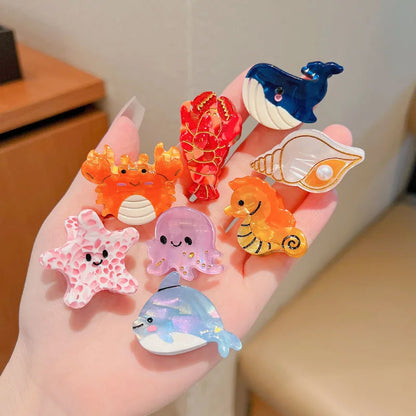 8/6/4Pcs Acetate Ocean Animal Hair Clips Summer Beach Non-Slip Hair Claws Crab Starfish Whale Hair Accessories for Women Girl