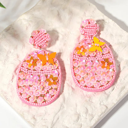 Bohemian Ocean Animal Earrings - Starfish Lobster Conch Seed Bead Drop Earrings for Women