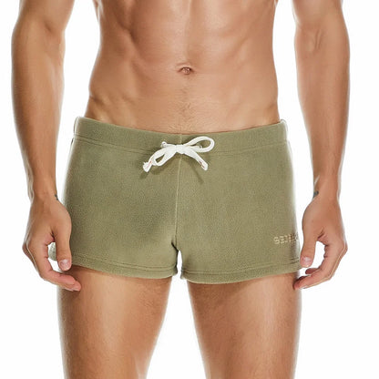 Seobean Solid Polar Fleece Shorts New Coming Soft Warm Breathable  Casual  Shorts for Men
