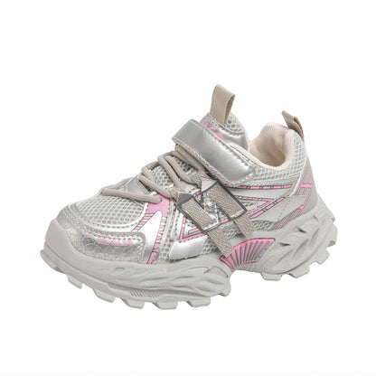 Girls Sports Shoes – Breathable Kids Mesh Sneakers With Rubber Outsole & Hook And Loop Closure