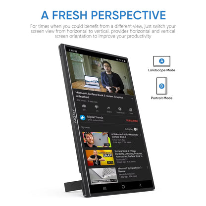 Portable Monitor 15.6 Inch - FHD IPS Display, USB-C & Mini HDMI External Screen