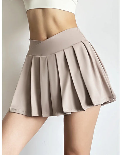 Sports short skirt women summer anti-walk yoga pants running fitness clothes quick dry breathable high waist pleated skirt