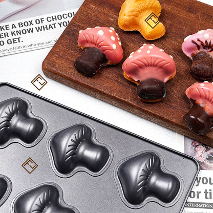 Carbon Steel Cake Pan - 6 Cavity Flower Muffin Mold Non Stick Durable Baking Tray