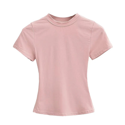 Women's Slim T-Shirt – Casual Solid Y2K Short-Sleeve Top