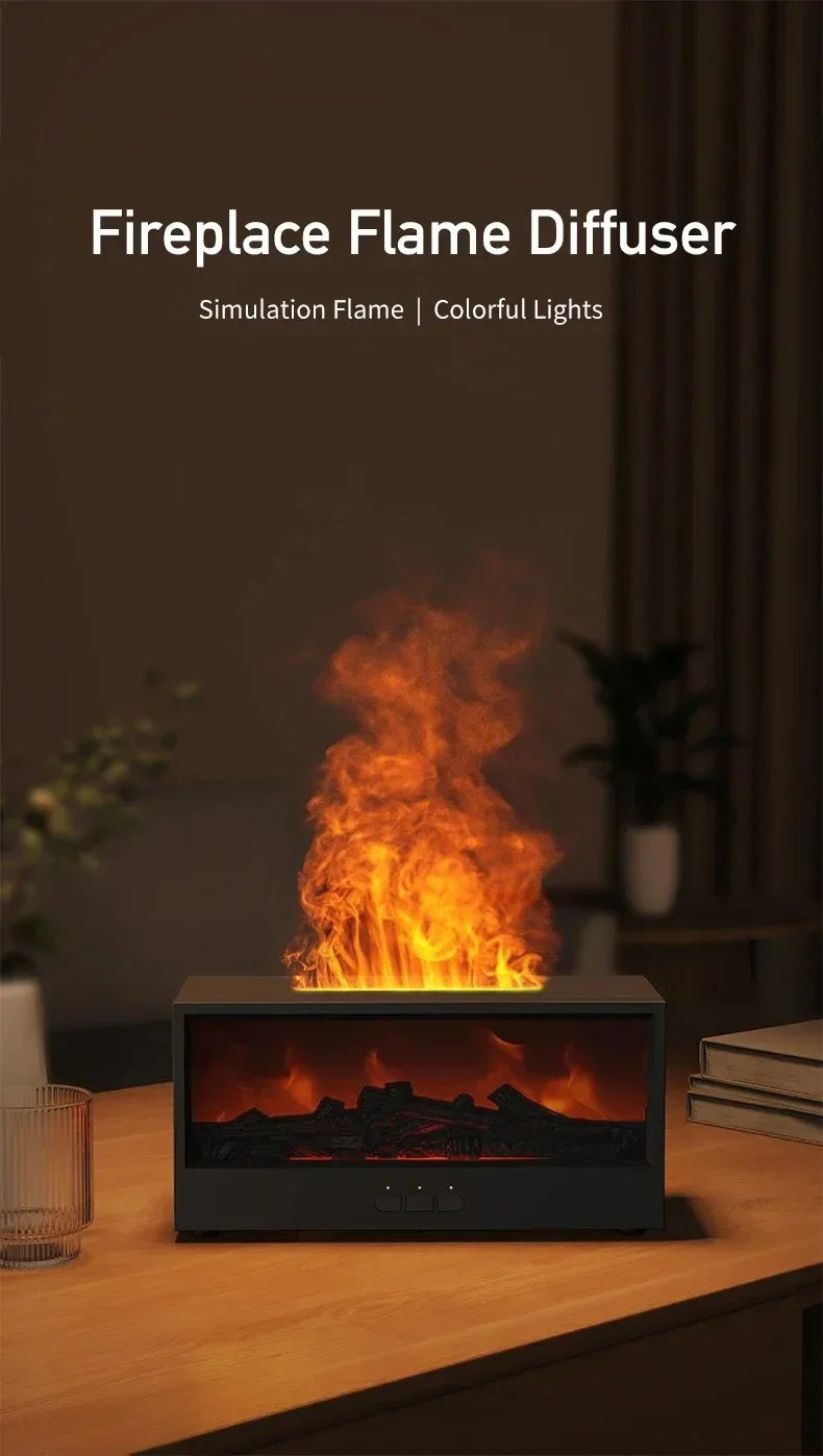 3D Flame Aromatherapy Diffuser - Essential Oil Humidifier with Color Lighting  Remote Control