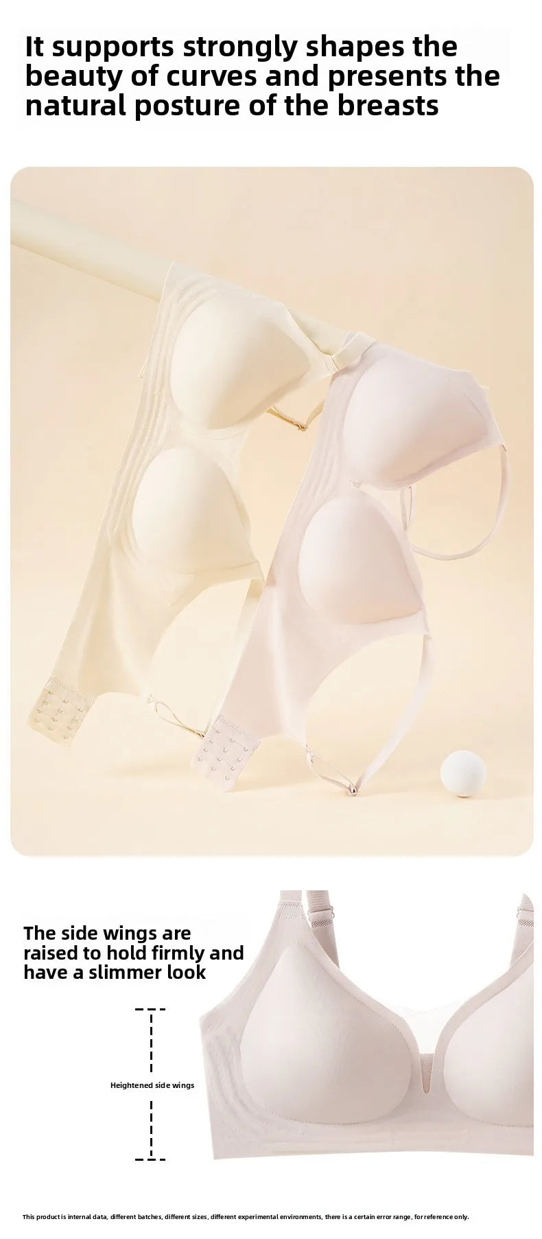 Plus Size Push Up Bra - Wireless Seamless Women Bra with Rear Hook & Beauty Back