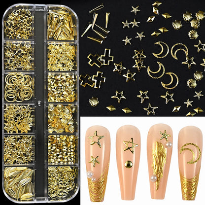 Mini Caviar Beads Nail Art Set - GoldSilver Micro Ball Charms with Magnetic Pen