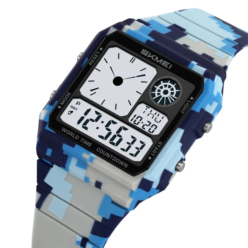 Military Sports Watch - Analog Digital Display Men’s Waterproof Swimming Wristwatch