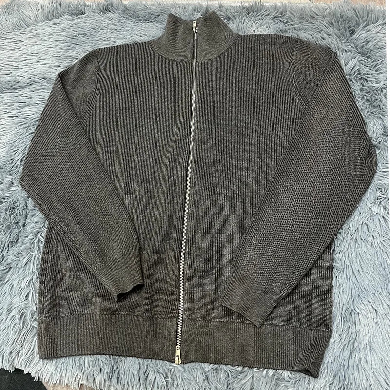 Asian size Autumn Winter Men Loose Casual Knit Sweater Zipper Semi High Neck Long Sleeve Cardigan Lazy Comfortable Warm Top